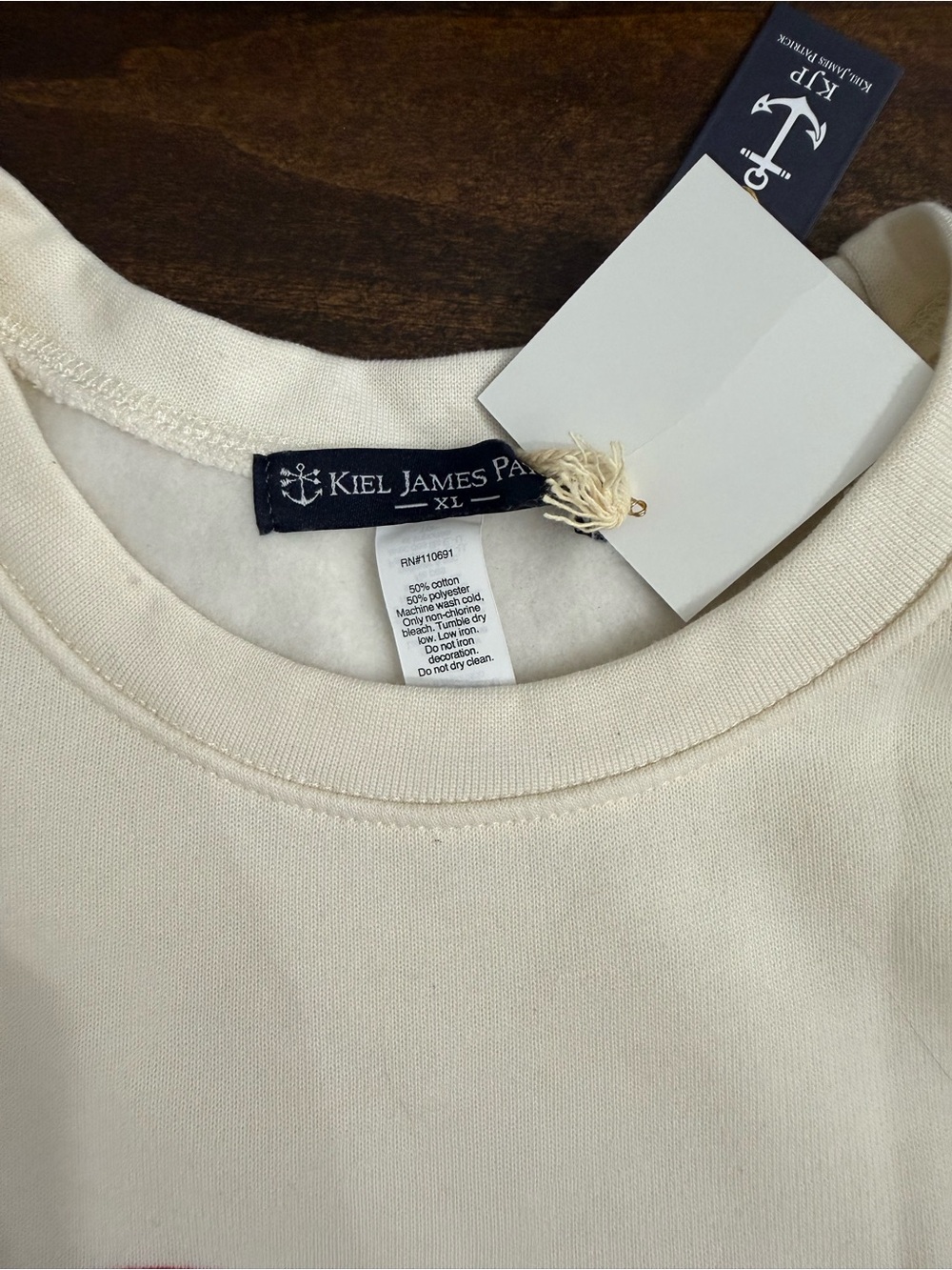 Kiel James Patrick Cream Crewneck with Red & Navy Lobster - Picture 6 of 6